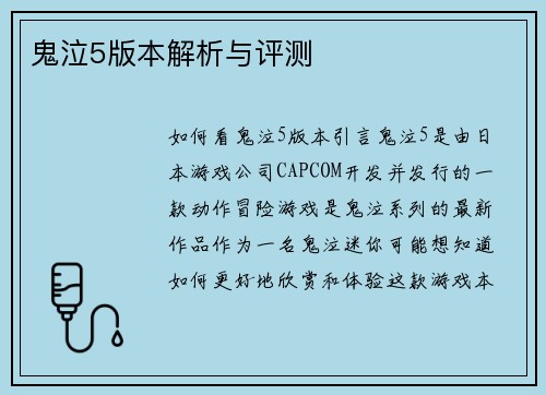 鬼泣5版本解析与评测